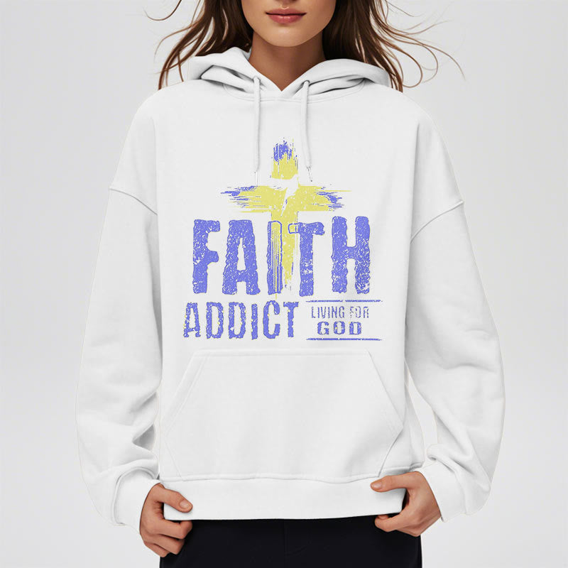 Christianartworkshop Colored Style Faith Addict Living For God Fleece Lined Polyester Hoodie - image 2