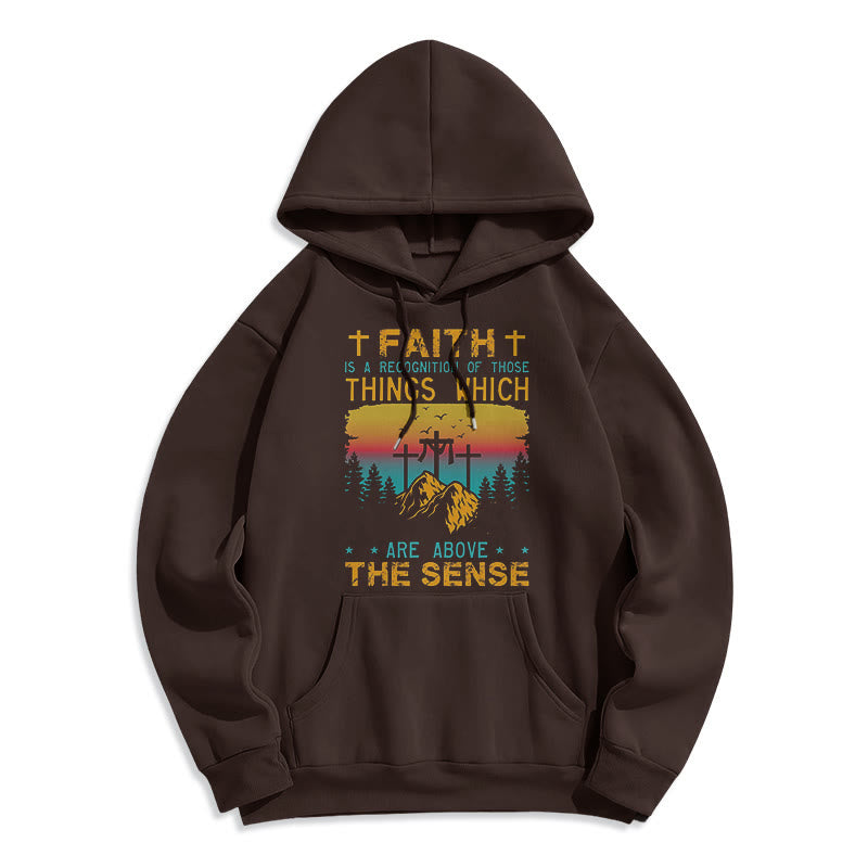 Christianartworkshop Colored Style Faith Is A Recognition Fleece Lined Polyester Hoodie - Brown - 2XL - image 0
