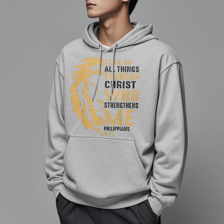 Christianartworkshop Quotation Style Christ Strengthens Me Fleece Lined Polyester Hoodie - image 33