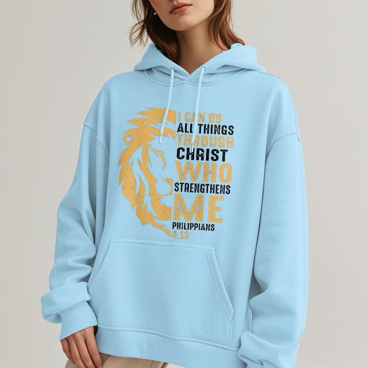 Christianartworkshop Quotation Style Christ Strengthens Me Fleece Lined Polyester Hoodie - image 29