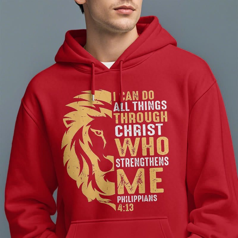 Christianartworkshop Quotation Style Christ Strengthens Me Fleece Lined Polyester Hoodie - image 39