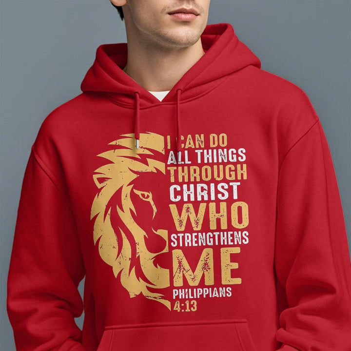 Christianartworkshop Quotation Style Christ Strengthens Me Fleece Lined Polyester Hoodie - image 39