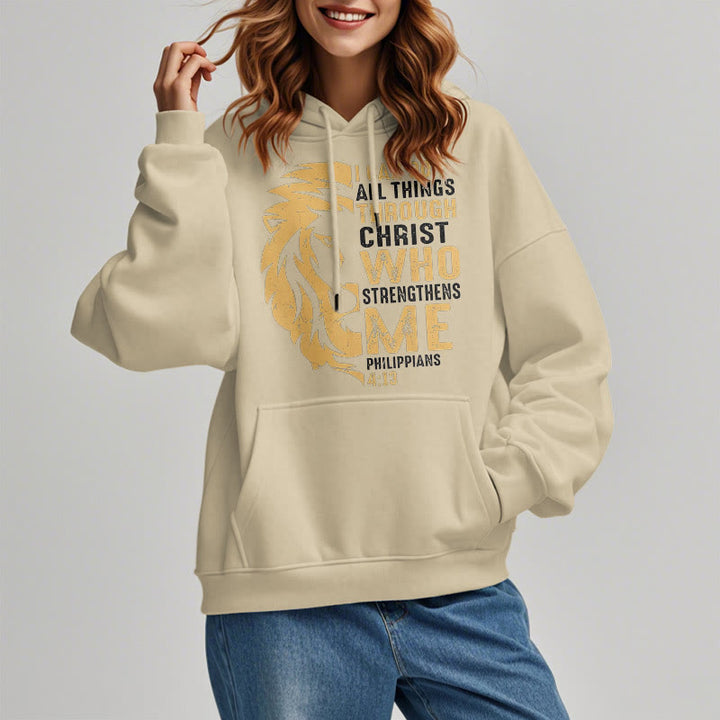 Christianartworkshop Quotation Style Christ Strengthens Me Fleece Lined Polyester Hoodie - image 19