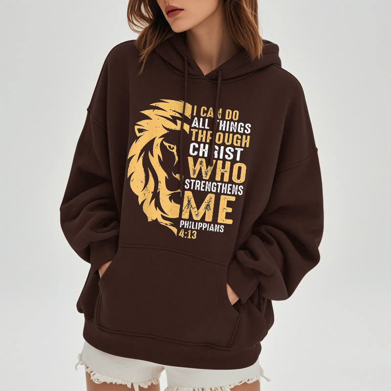 Christianartworkshop Quotation Style Christ Strengthens Me Fleece Lined Polyester Hoodie - image 23