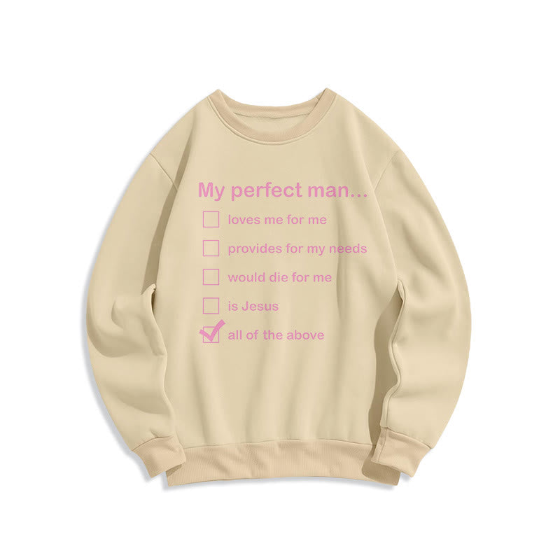 Christianartworkshop Modern Style My Perfect Man Is Jesus Fleece Lined Polyester Sweatshirt - Beige - 2XL - image 16