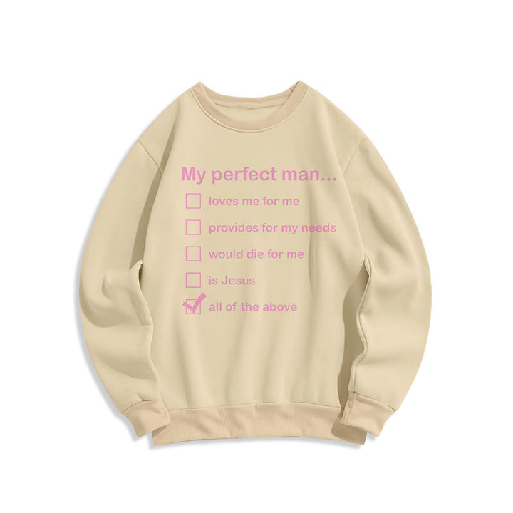 Christianartworkshop Modern Style My Perfect Man Is Jesus Fleece Lined Polyester Sweatshirt - Beige - 2XL - image 16