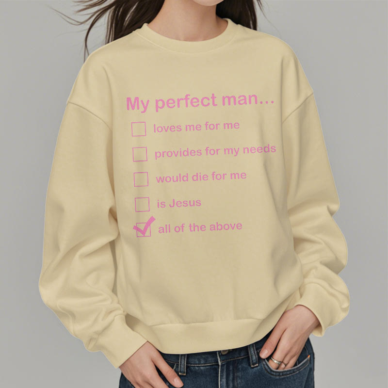 Christianartworkshop Modern Style My Perfect Man Is Jesus Fleece Lined Polyester Sweatshirt - image 18