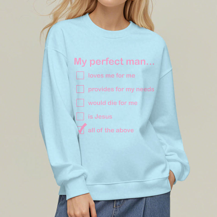 Christianartworkshop Modern Style My Perfect Man Is Jesus Fleece Lined Polyester Sweatshirt - image 3