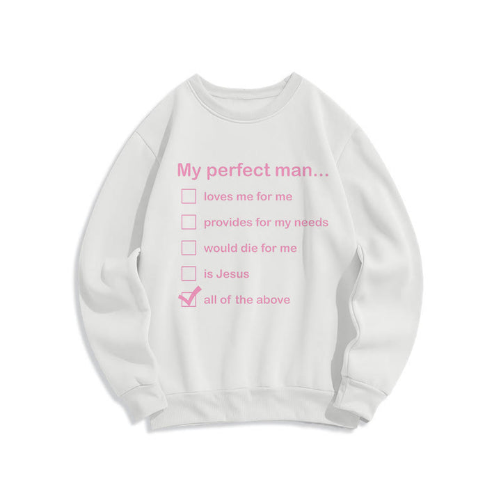 Christianartworkshop Modern Style My Perfect Man Is Jesus Fleece Lined Polyester Sweatshirt - White - 2XL - image 11