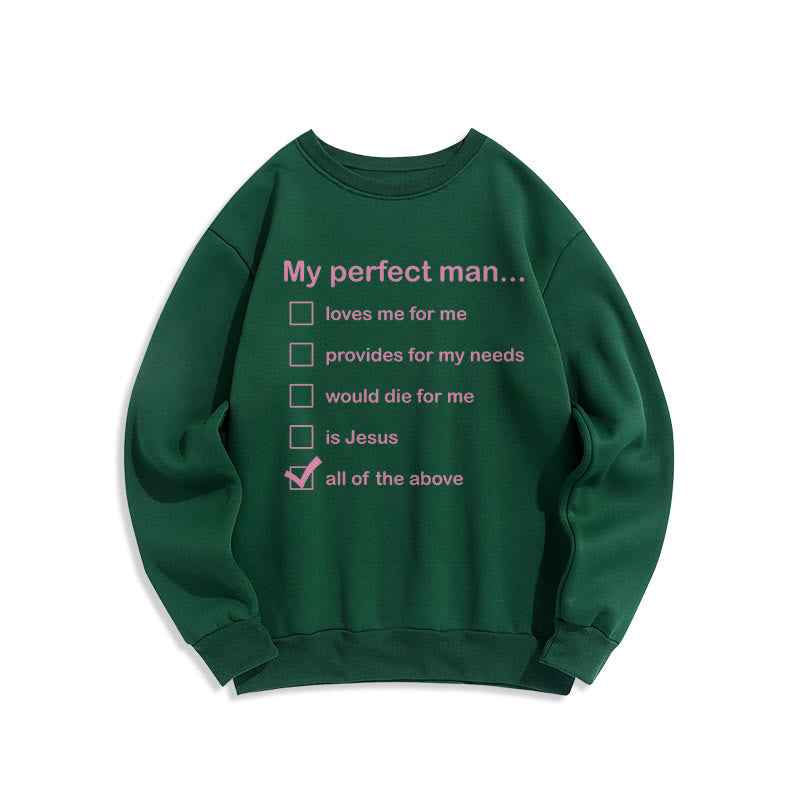 Christianartworkshop Modern Style My Perfect Man Is Jesus Fleece Lined Polyester Sweatshirt - Green - 2XL - image 26
