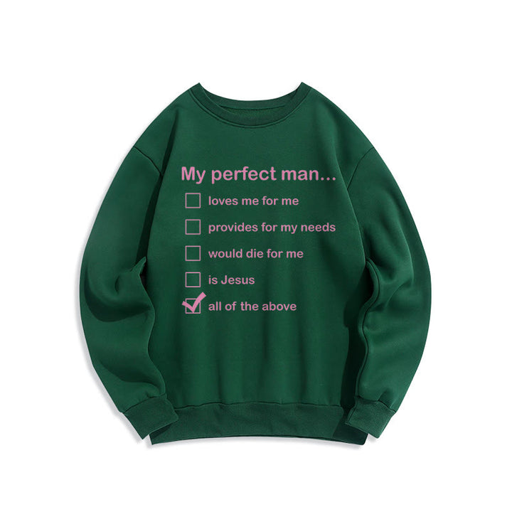 Christianartworkshop Modern Style My Perfect Man Is Jesus Fleece Lined Polyester Sweatshirt - Green - 2XL - image 26