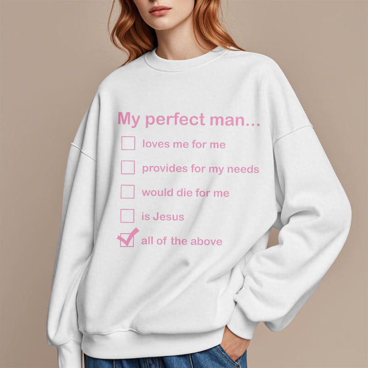Christianartworkshop Modern Style My Perfect Man Is Jesus Fleece Lined Polyester Sweatshirt - image 14