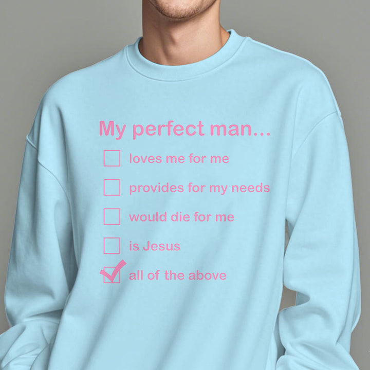 Christianartworkshop Modern Style My Perfect Man Is Jesus Fleece Lined Polyester Sweatshirt - image 2