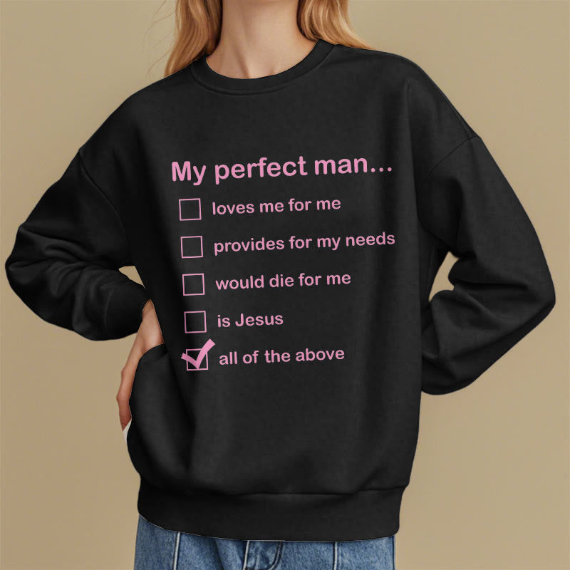 Christianartworkshop Modern Style My Perfect Man Is Jesus Fleece Lined Polyester Sweatshirt - image 9