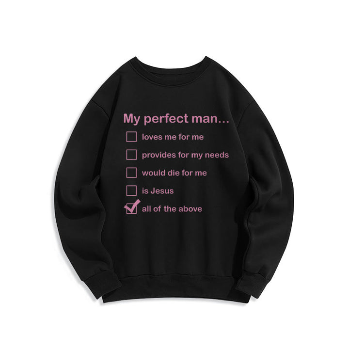 Christianartworkshop Modern Style My Perfect Man Is Jesus Fleece Lined Polyester Sweatshirt - Black - 2XL - image 6