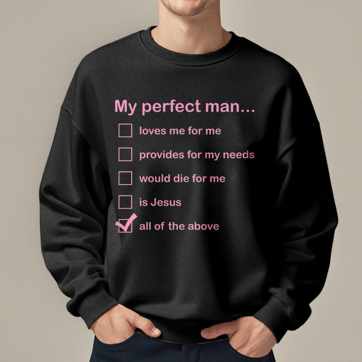 Christianartworkshop Modern Style My Perfect Man Is Jesus Fleece Lined Polyester Sweatshirt - image 8