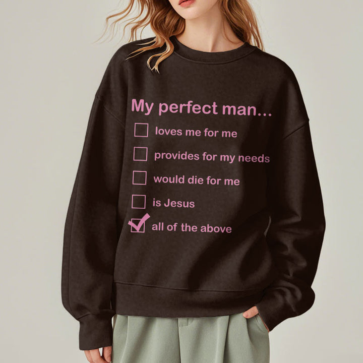 Christianartworkshop Modern Style My Perfect Man Is Jesus Fleece Lined Polyester Sweatshirt - image 24