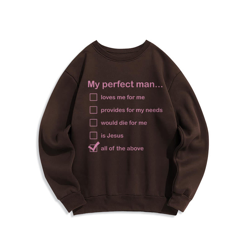 Christianartworkshop Modern Style My Perfect Man Is Jesus Fleece Lined Polyester Sweatshirt - Brown - 2XL - image 21