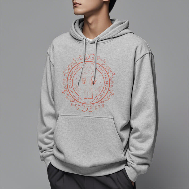 Christianartworkshop Classic Style Floral St. Benedict Embelm Fleece Lined Polyester Hoodie - image 32