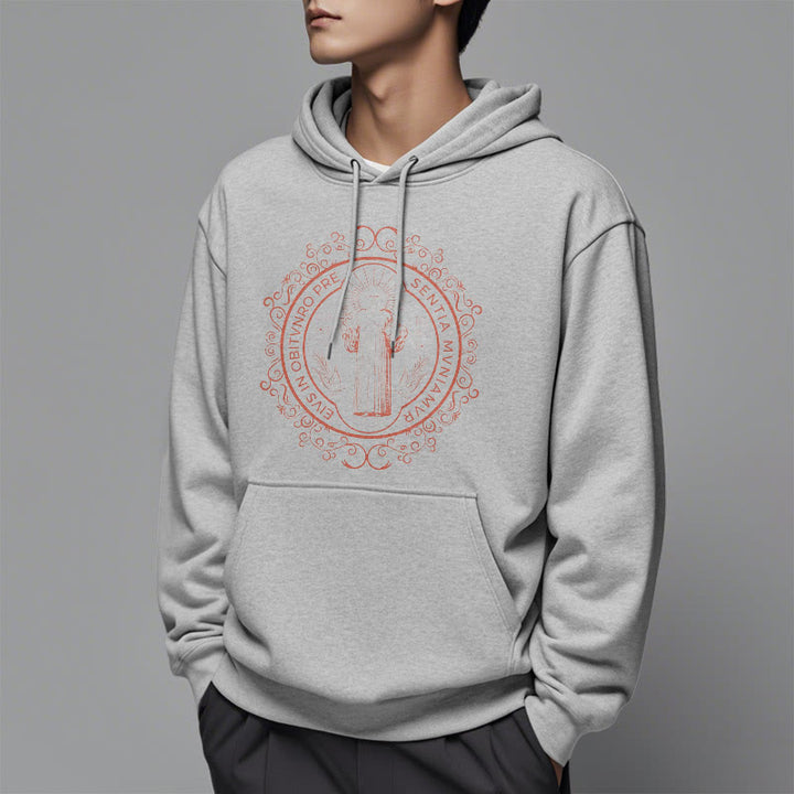 Christianartworkshop Classic Style Floral St. Benedict Embelm Fleece Lined Polyester Hoodie - image 32