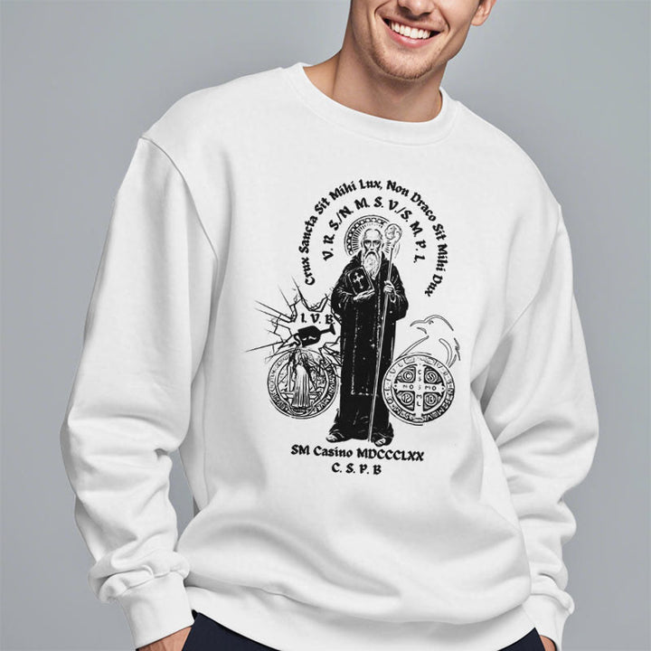 Christianartworkshop Classic Style St. Benedict Figure Fleece Lined Polyester Sweatshirt - image 9