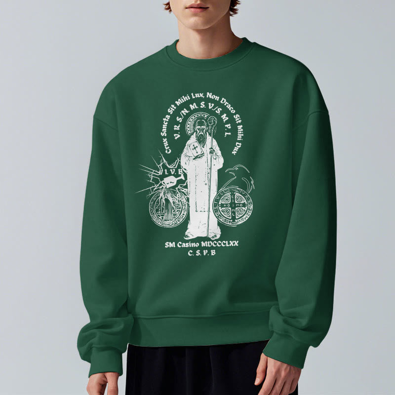 Christianartworkshop Classic Style St. Benedict Figure Fleece Lined Polyester Sweatshirt - image 24
