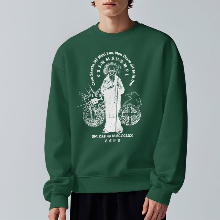 Christianartworkshop Classic Style St. Benedict Figure Fleece Lined Polyester Sweatshirt - image 24