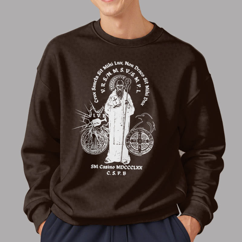 Christianartworkshop Classic Style St. Benedict Figure Fleece Lined Polyester Sweatshirt - image 18