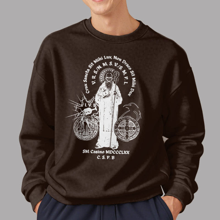 Christianartworkshop Classic Style St. Benedict Figure Fleece Lined Polyester Sweatshirt - image 18
