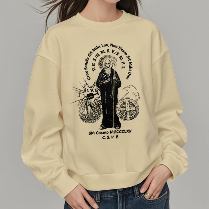 Christianartworkshop Classic Style St. Benedict Figure Fleece Lined Polyester Sweatshirt - image 14