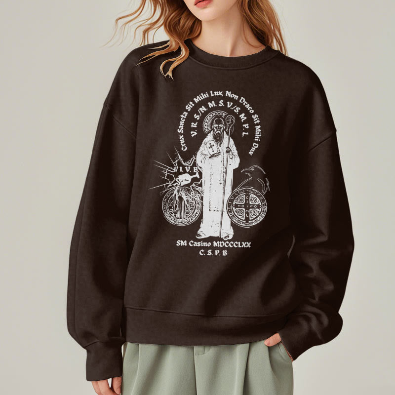Christianartworkshop Classic Style St. Benedict Figure Fleece Lined Polyester Sweatshirt - image 19