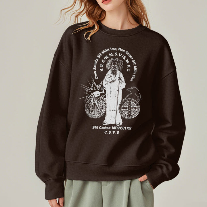 Christianartworkshop Classic Style St. Benedict Figure Fleece Lined Polyester Sweatshirt - image 19
