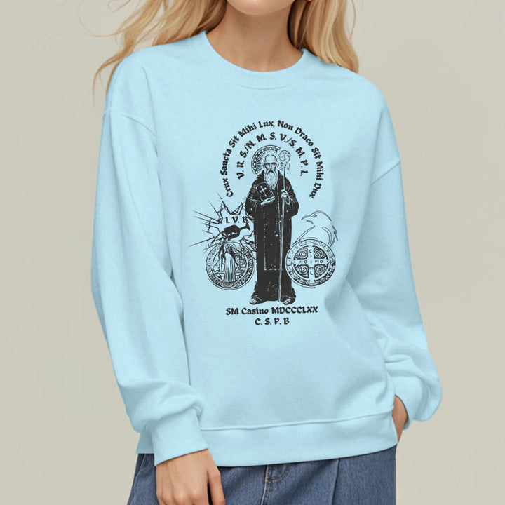 Christianartworkshop Classic Style St. Benedict Figure Fleece Lined Polyester Sweatshirt - image 29