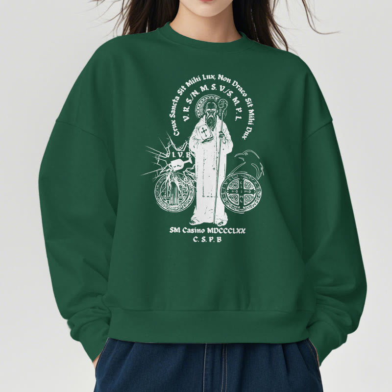 Christianartworkshop Classic Style St. Benedict Figure Fleece Lined Polyester Sweatshirt - image 23