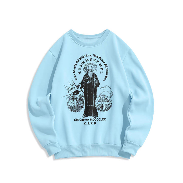 Christianartworkshop Classic Style St. Benedict Figure Fleece Lined Polyester Sweatshirt - Blue - 2XL - image 26