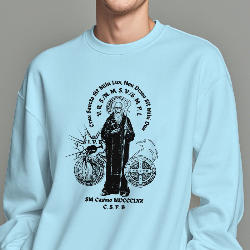 Christianartworkshop Classic Style St. Benedict Figure Fleece Lined Polyester Sweatshirt - image 28