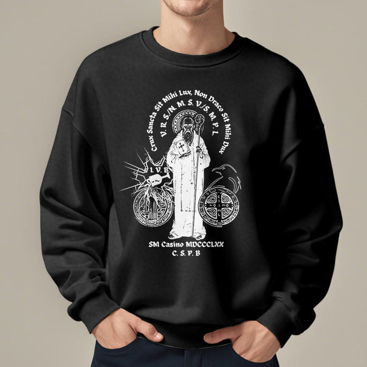 Christianartworkshop Classic Style St. Benedict Figure Fleece Lined Polyester Sweatshirt - image 2