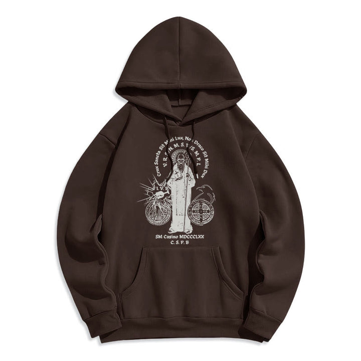 Christianartworkshop Classic Style St. Benedict Figure Fleece Lined Polyester Hoodie - Brown - 2XL - image 16