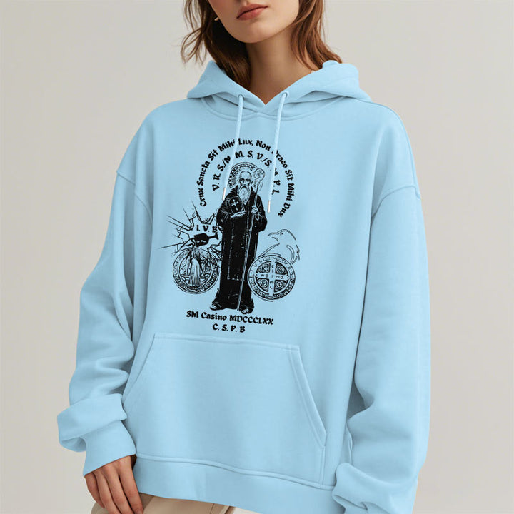 Christianartworkshop Classic Style St. Benedict Figure Fleece Lined Polyester Hoodie - image 29