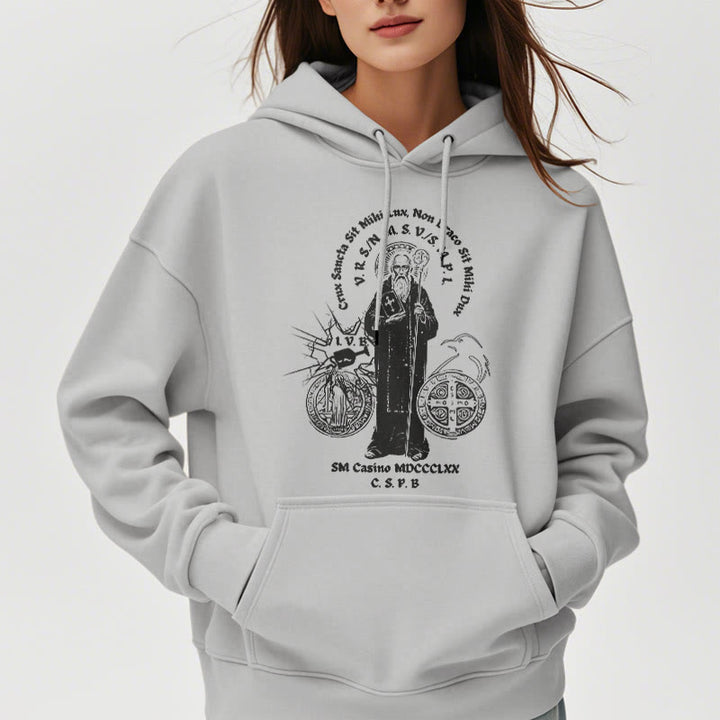 Christianartworkshop Classic Style St. Benedict Figure Fleece Lined Polyester Hoodie - image 33