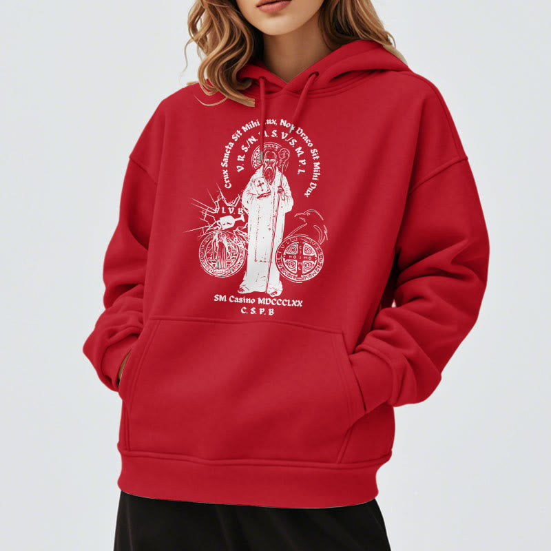Christianartworkshop Classic Style St. Benedict Figure Fleece Lined Polyester Hoodie - image 39