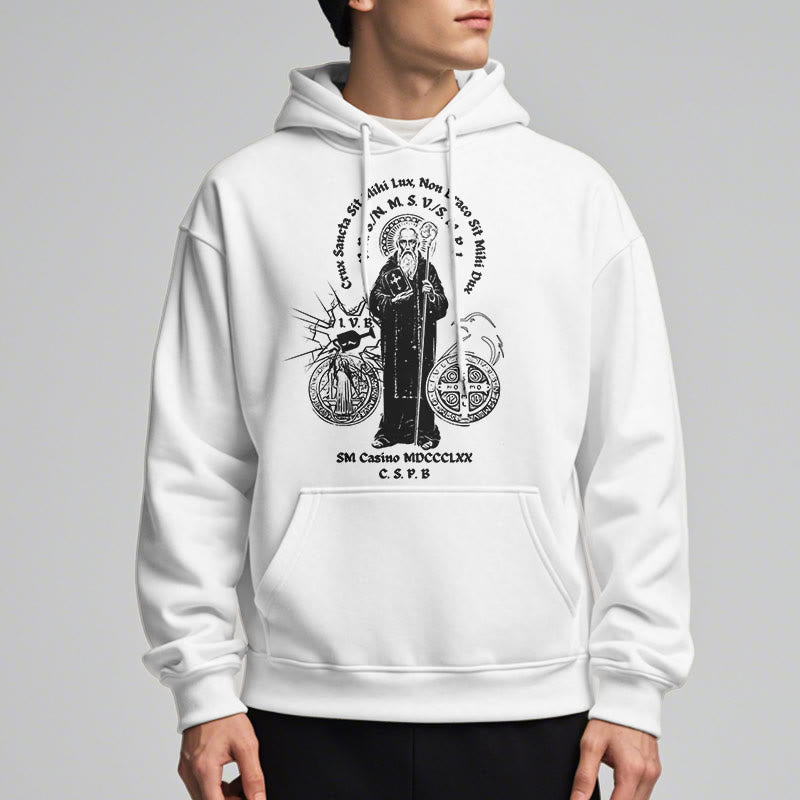 Christianartworkshop Classic Style St. Benedict Figure Fleece Lined Polyester Hoodie - image 9