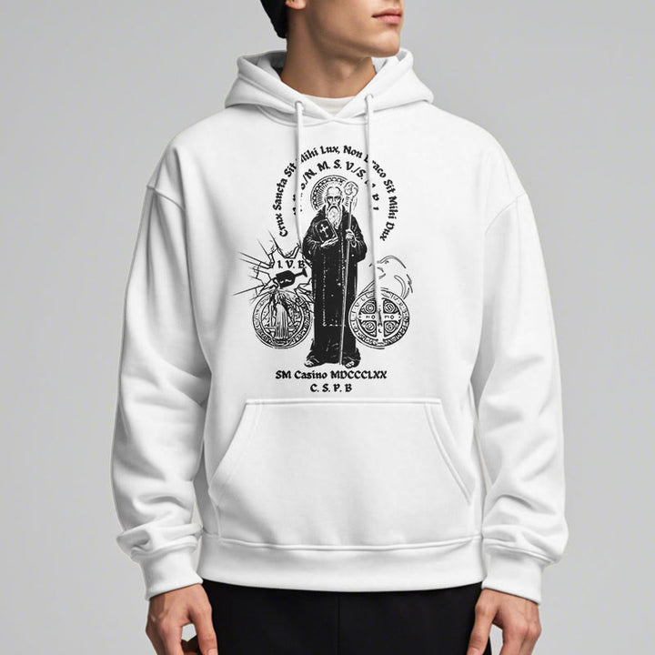 Christianartworkshop Classic Style St. Benedict Figure Fleece Lined Polyester Hoodie - image 9