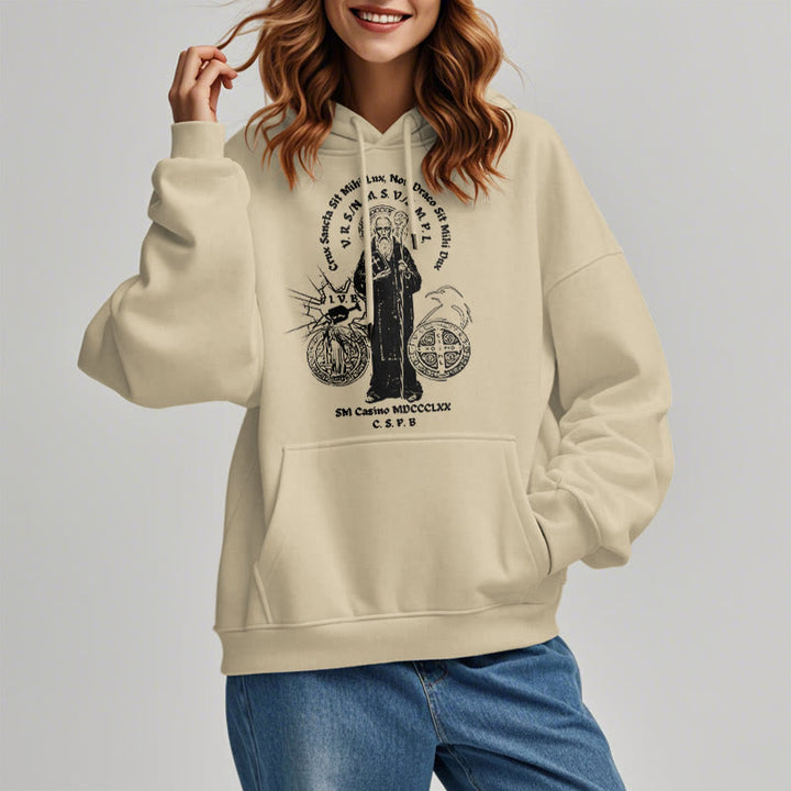 Christianartworkshop Classic Style St. Benedict Figure Fleece Lined Polyester Hoodie - image 14