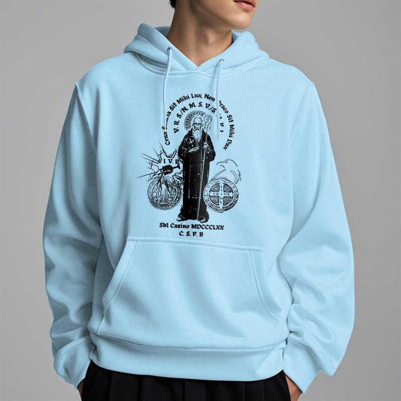 Christianartworkshop Classic Style St. Benedict Figure Fleece Lined Polyester Hoodie - image 28