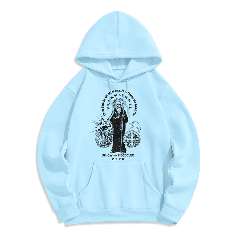 Christianartworkshop Classic Style St. Benedict Figure Fleece Lined Polyester Hoodie - Blue - 2XL - image 26