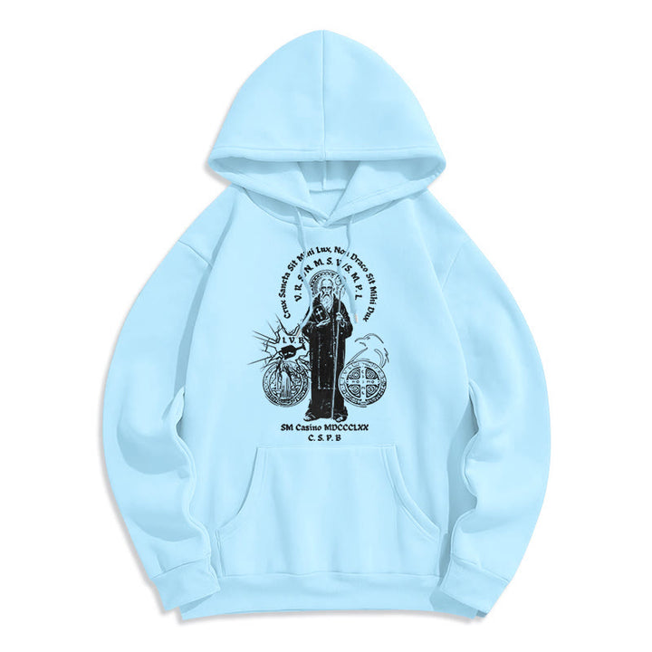 Christianartworkshop Classic Style St. Benedict Figure Fleece Lined Polyester Hoodie - Blue - 2XL - image 26