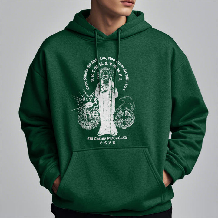 Christianartworkshop Classic Style St. Benedict Figure Fleece Lined Polyester Hoodie - image 23