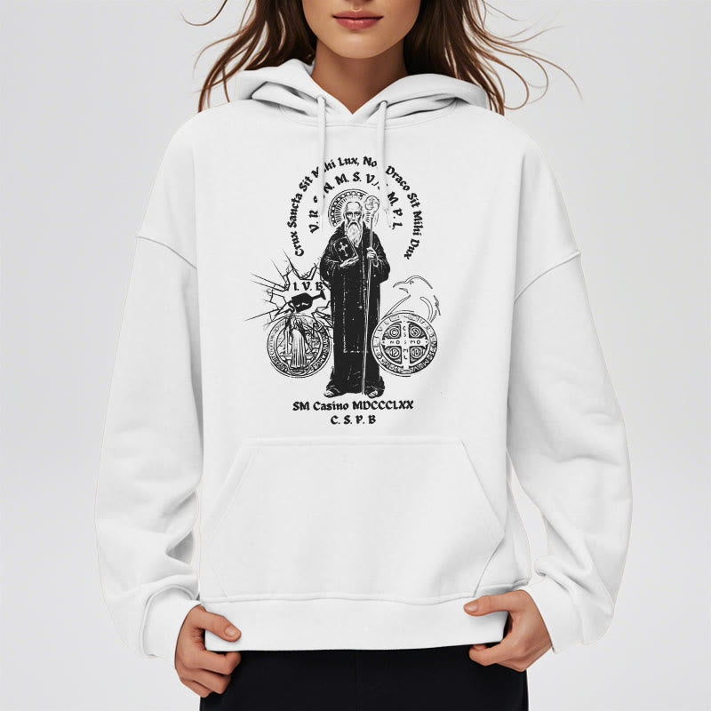 Christianartworkshop Classic Style St. Benedict Figure Fleece Lined Polyester Hoodie - image 8