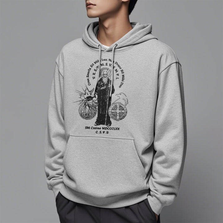 Christianartworkshop Classic Style St. Benedict Figure Fleece Lined Polyester Hoodie - image 34